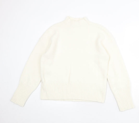 Marks and Spencer Womens Ivory Mock Neck Polyamide Pullover Jumper Size M