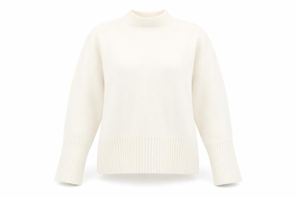 Marks & Spencer Womens Ivory Mock Neck Polyamide Pullover Jumper Size M