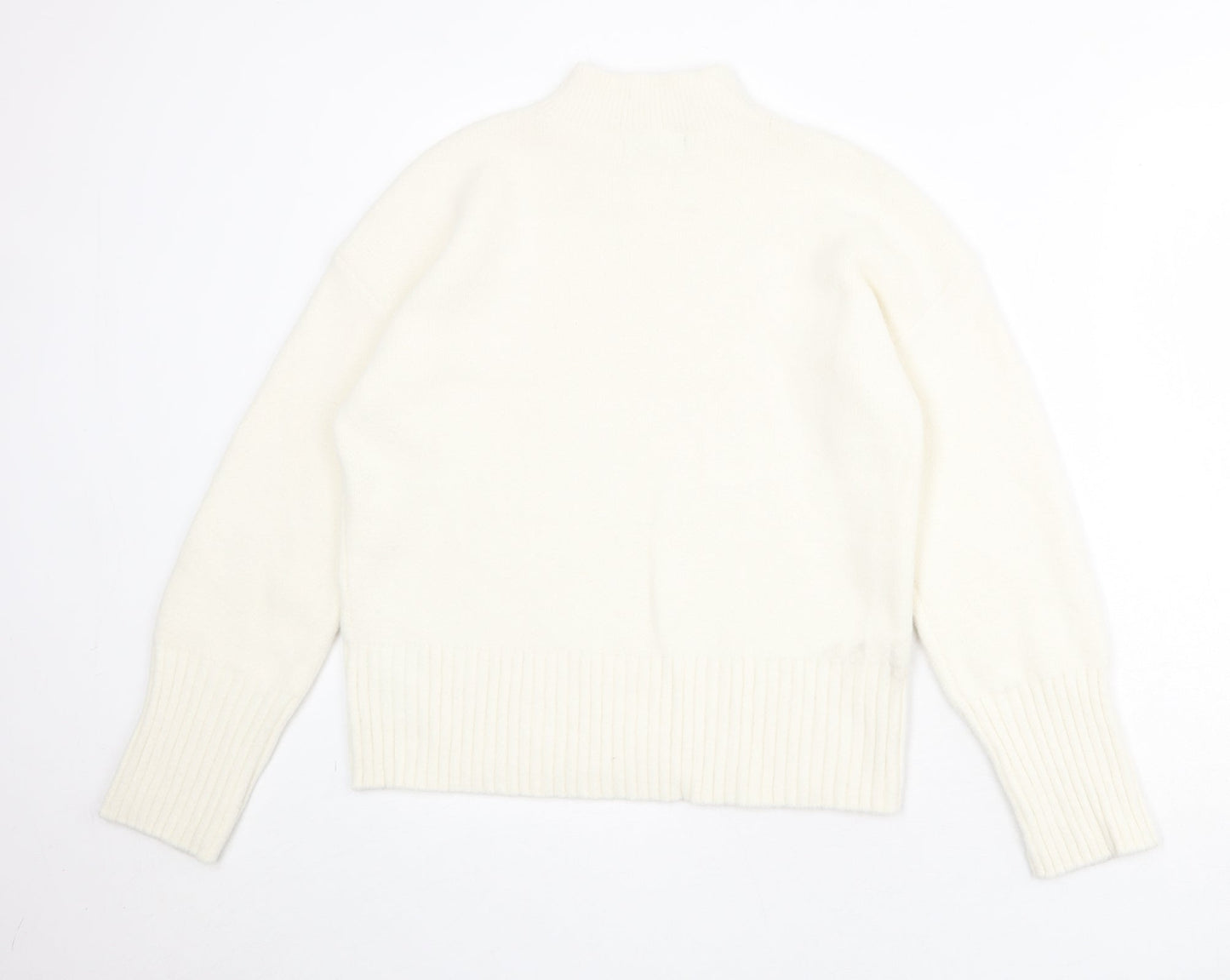 Marks and Spencer Womens Ivory Mock Neck Polyamide Pullover Jumper Size M