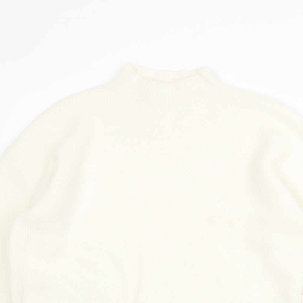 Marks and Spencer Womens Ivory Mock Neck Polyamide Pullover Jumper Size M