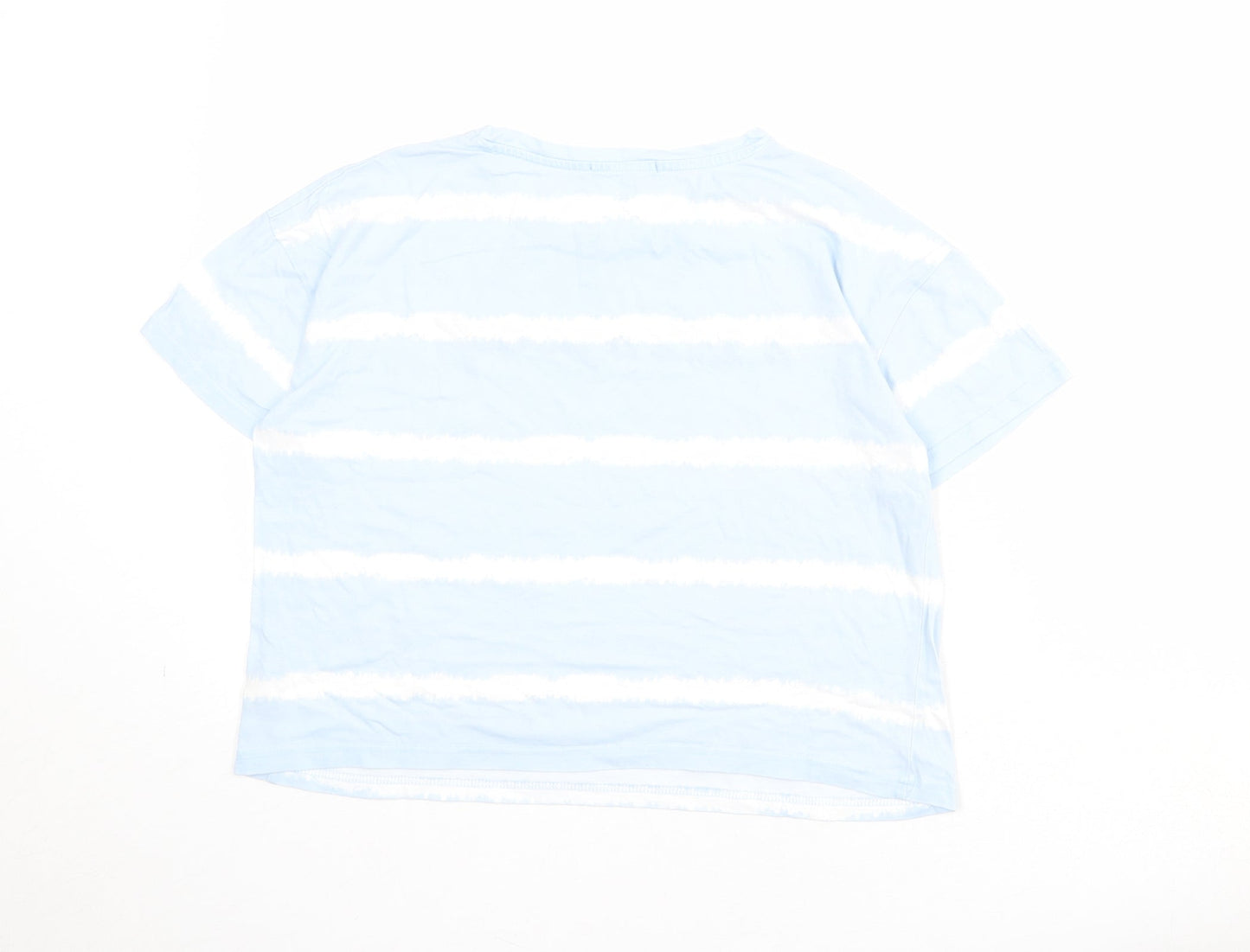 New Look Womens Blue Striped 100% Cotton Basic T-Shirt Size XS Round Neck - Be Kind to Yourself
