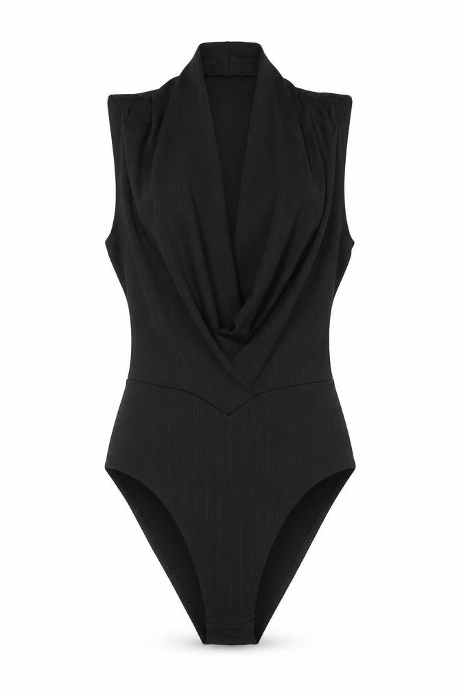 Topshop Womens Black Polyester Bodysuit One-Piece Size 6 Snap