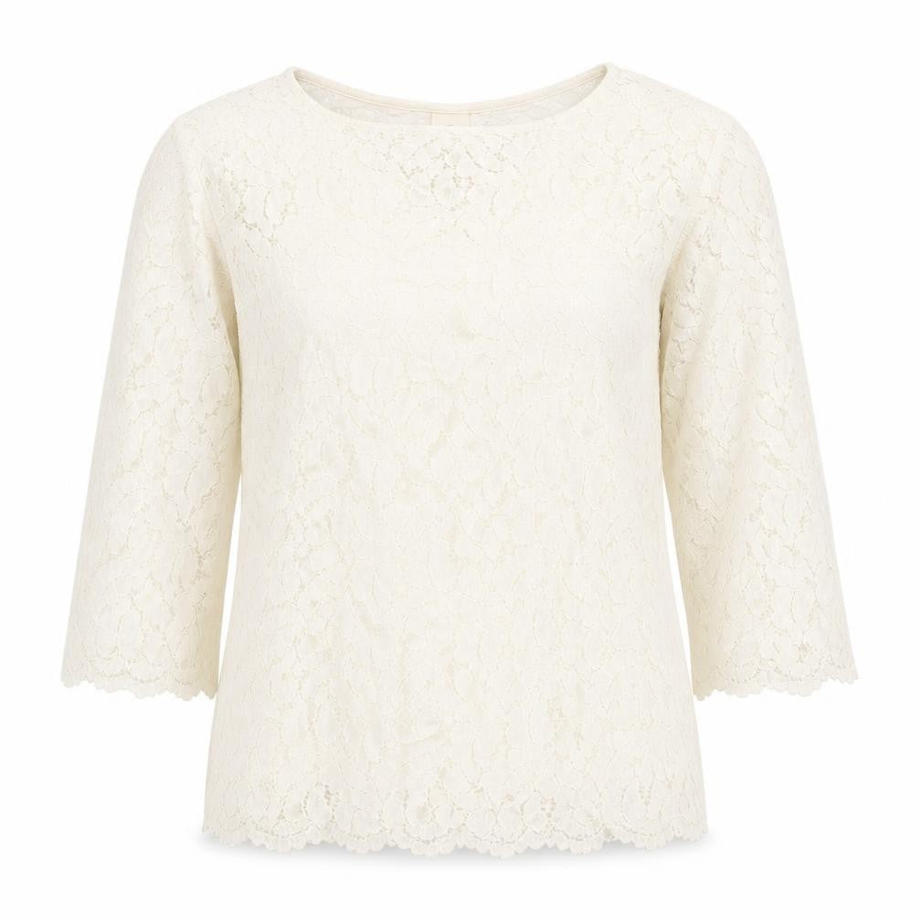 NEXT Womens Ivory Cotton Basic Blouse Size 8 Boat Neck