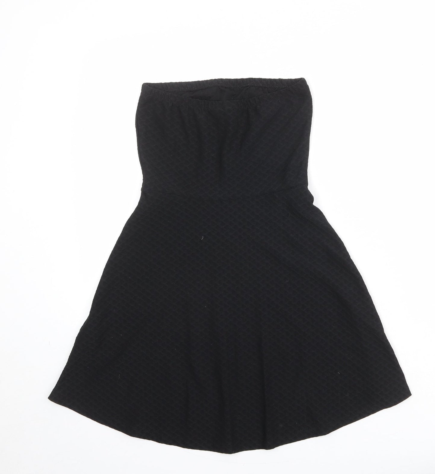 Divided by H&M Womens Black Polyester A-Line Size 6 Square Neck Pullover - Strapless Textured