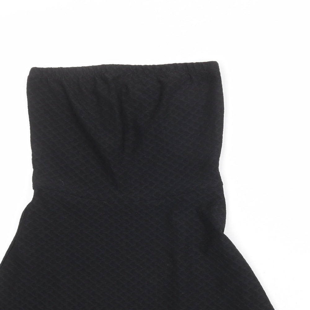 Divided by H&M Womens Black Polyester A-Line Size 6 Square Neck Pullover - Strapless Textured