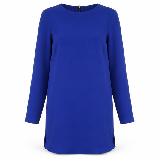Warehouse Womens Blue Polyester Shift Size 12 Boat Neck Zip
