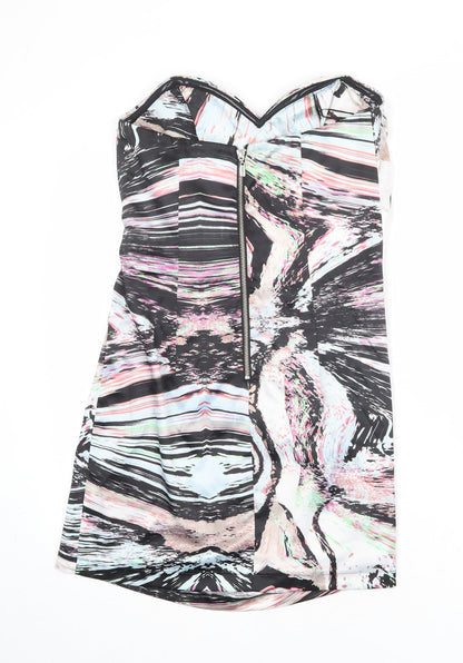 Next Womens Multicoloured Geometric Polyester Mini Size 10 Sweetheart Zip - Strapless