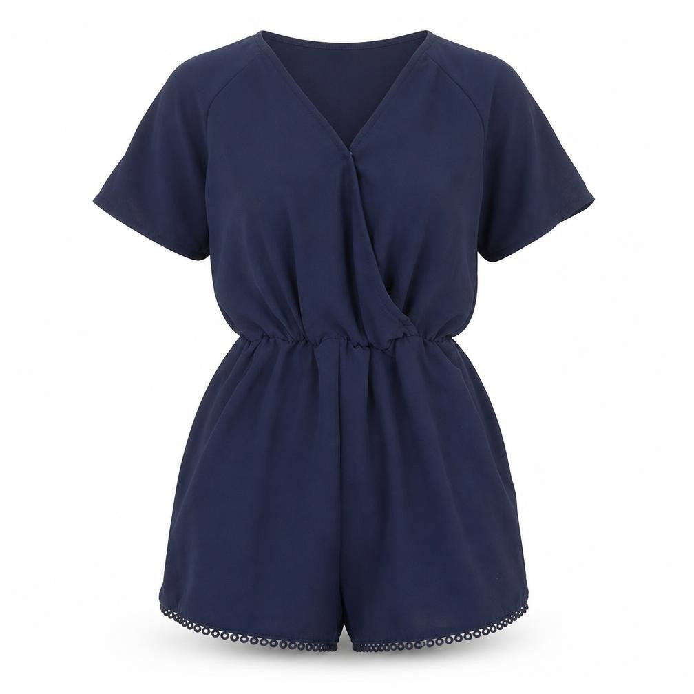Divided by H&M Womens Blue Polyester Playsuit One-Piece Size 6 Pullover - Crochet Trim