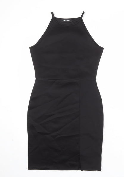 Additional front view of Missguided women’s black polyester bodycon, size UK 8, round neck pullover