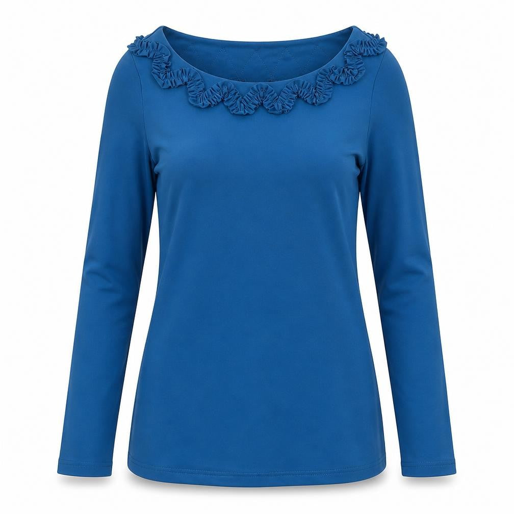 Nina Leonard Womens Blue Polyester Tunic Blouse Size S Boat Neck