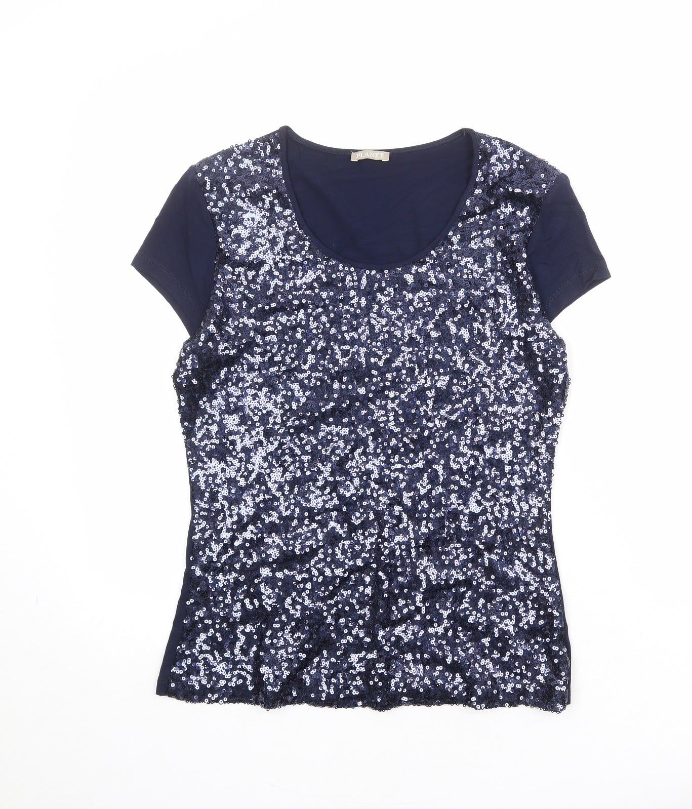 Planet Womens Blue Nylon Basic T-Shirt Size XS Scoop Neck