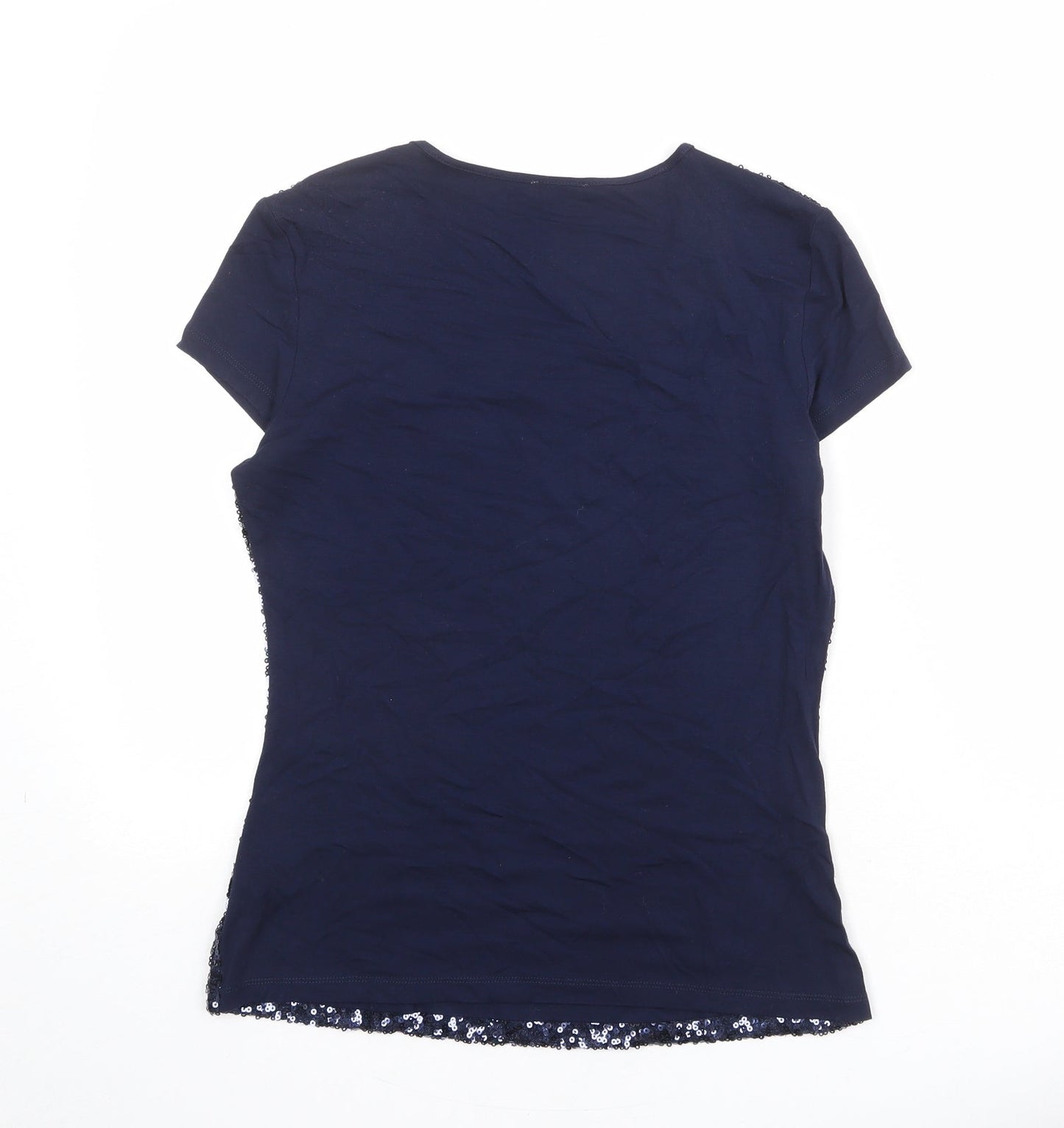 Planet Womens Blue Nylon Basic T-Shirt Size XS Scoop Neck