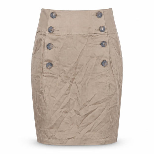 Louche Womens Brown Cotton Straight & Pencil Skirt Size 12 Zip