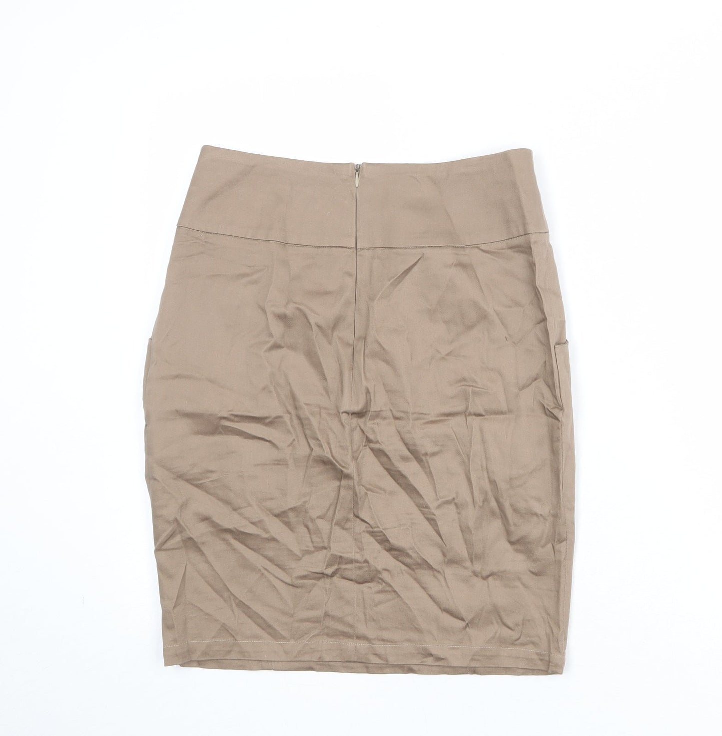 Louche Womens Brown Cotton Straight & Pencil Skirt Size 12 Zip