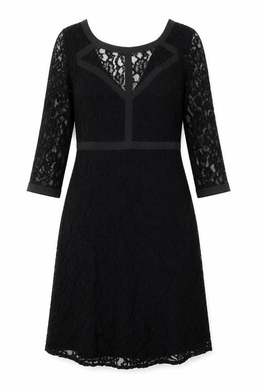 VILA Womens Black Floral Polyester Shift Size M Round Neck Zip