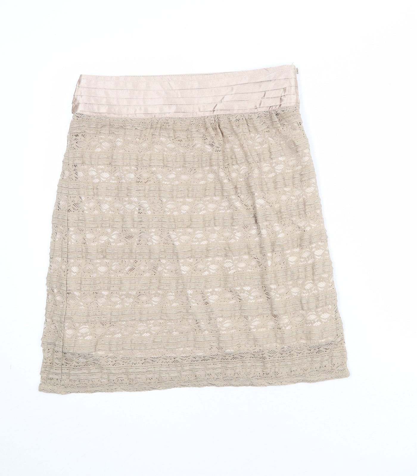 Romy Womens Beige Geometric Polyester A-Line Skirt Size S Zip