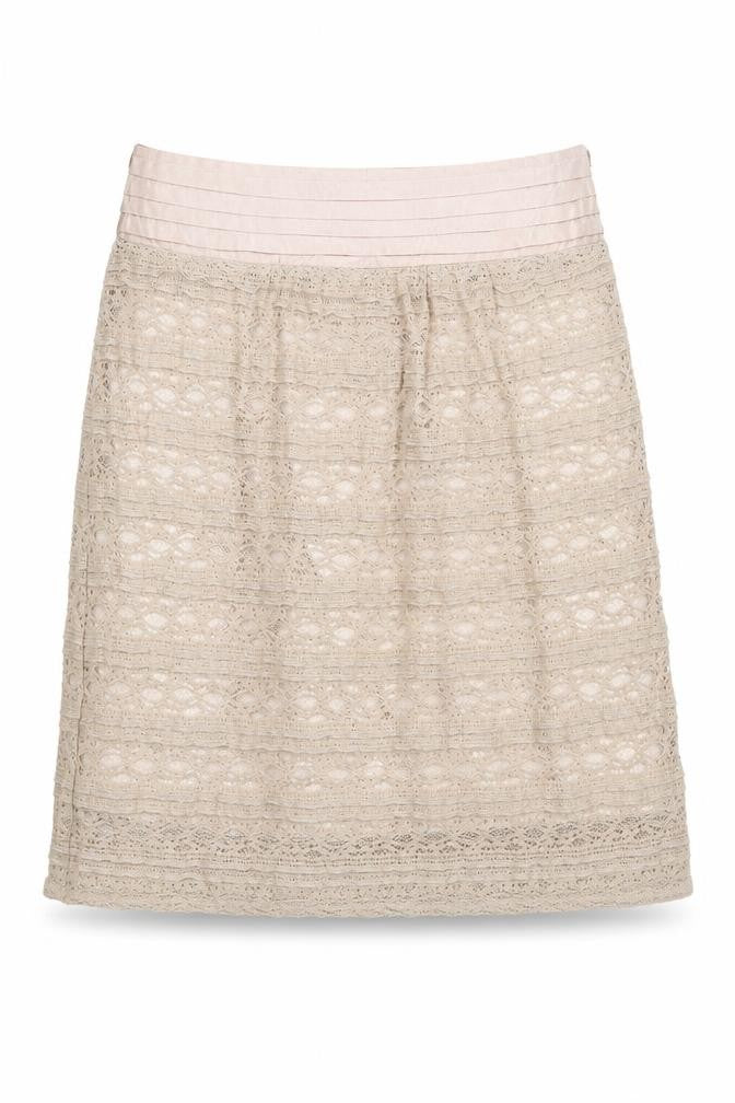 Romy Womens Beige Geometric Polyester A-Line Skirt Size S Zip