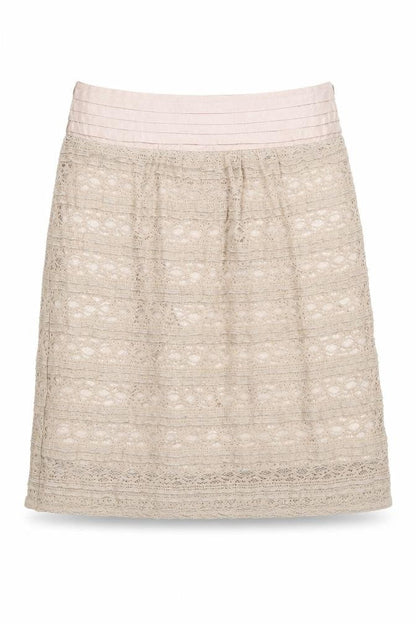 Romy Womens Beige Geometric Polyester A-Line Skirt Size S Zip