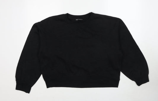 Zara Womens Black Polyester Pullover Sweatshirt Size L Pullover