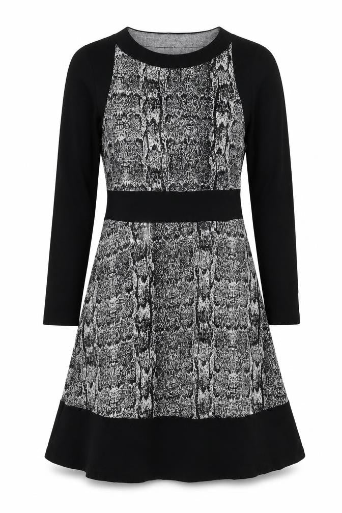 Skopes Womens Black Animal Print Polyester A-Line Size 12 Round Neck Pullover - Snakeskin Pattern