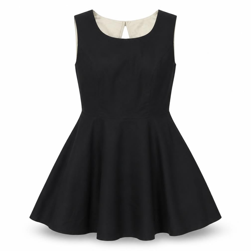 VERO MODA Womens Black Colourblock Polyester Fit & Flare Size 14 Round Neck Zip