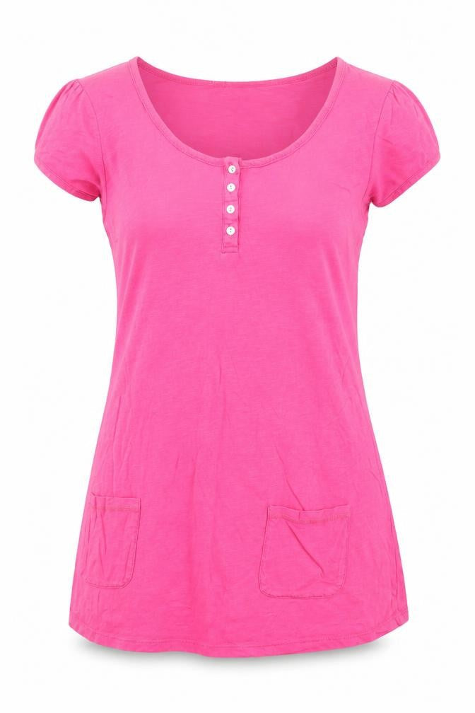 Monsoon Womens Pink Cotton Basic T-Shirt Size 12 Boat Neck