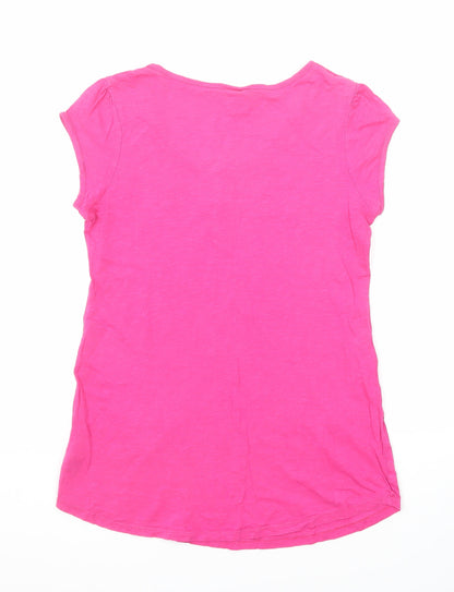 Monsoon Womens Pink Cotton Basic T-Shirt Size 12 Boat Neck