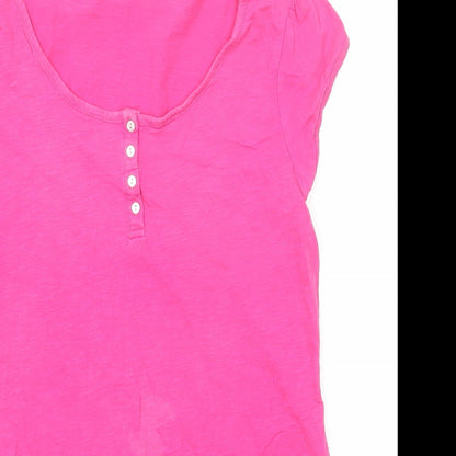 Monsoon Womens Pink Cotton Basic T-Shirt Size 12 Boat Neck