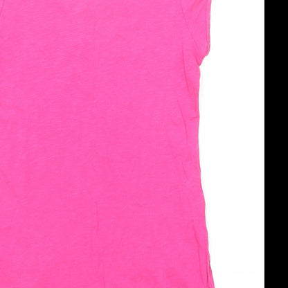 Monsoon Womens Pink Cotton Basic T-Shirt Size 12 Boat Neck