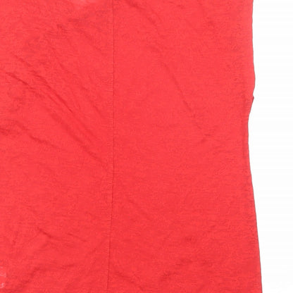 Warehouse Womens Red Polyester Basic Blouse Size 14 Boat Neck