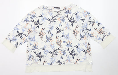 Marks & Spencer Womens White Geometric Polyester Basic Blouse Size 18 Boat Neck