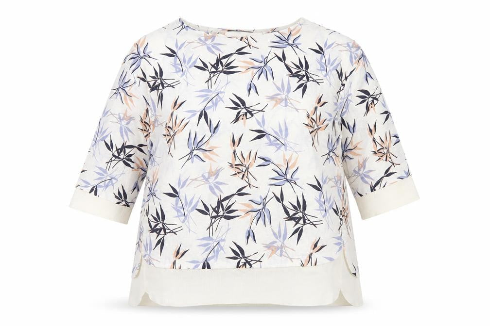 Marks & Spencer Womens White Geometric Polyester Basic Blouse Size 18 Boat Neck