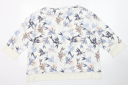 Marks & Spencer Womens White Geometric Polyester Basic Blouse Size 18 Boat Neck