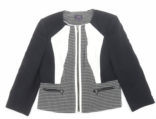 Marks and Spencer Womens Black Geometric Jacket Size 10 Zip