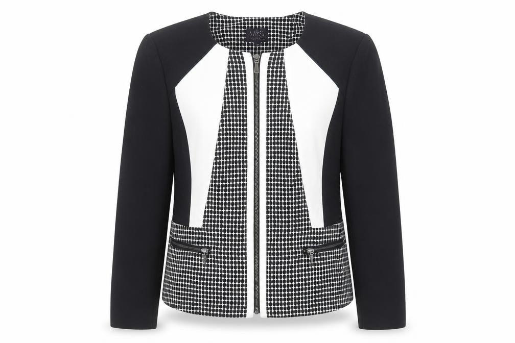 Marks & Spencer Womens Black Geometric Jacket Size 10 Zip