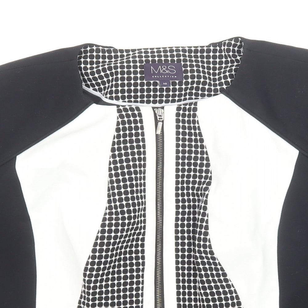 Marks and Spencer Womens Black Geometric Jacket Size 10 Zip