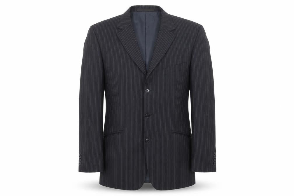 Marks & Spencer Mens Black Striped Polyester Jacket Suit Jacket Size 42 Regular