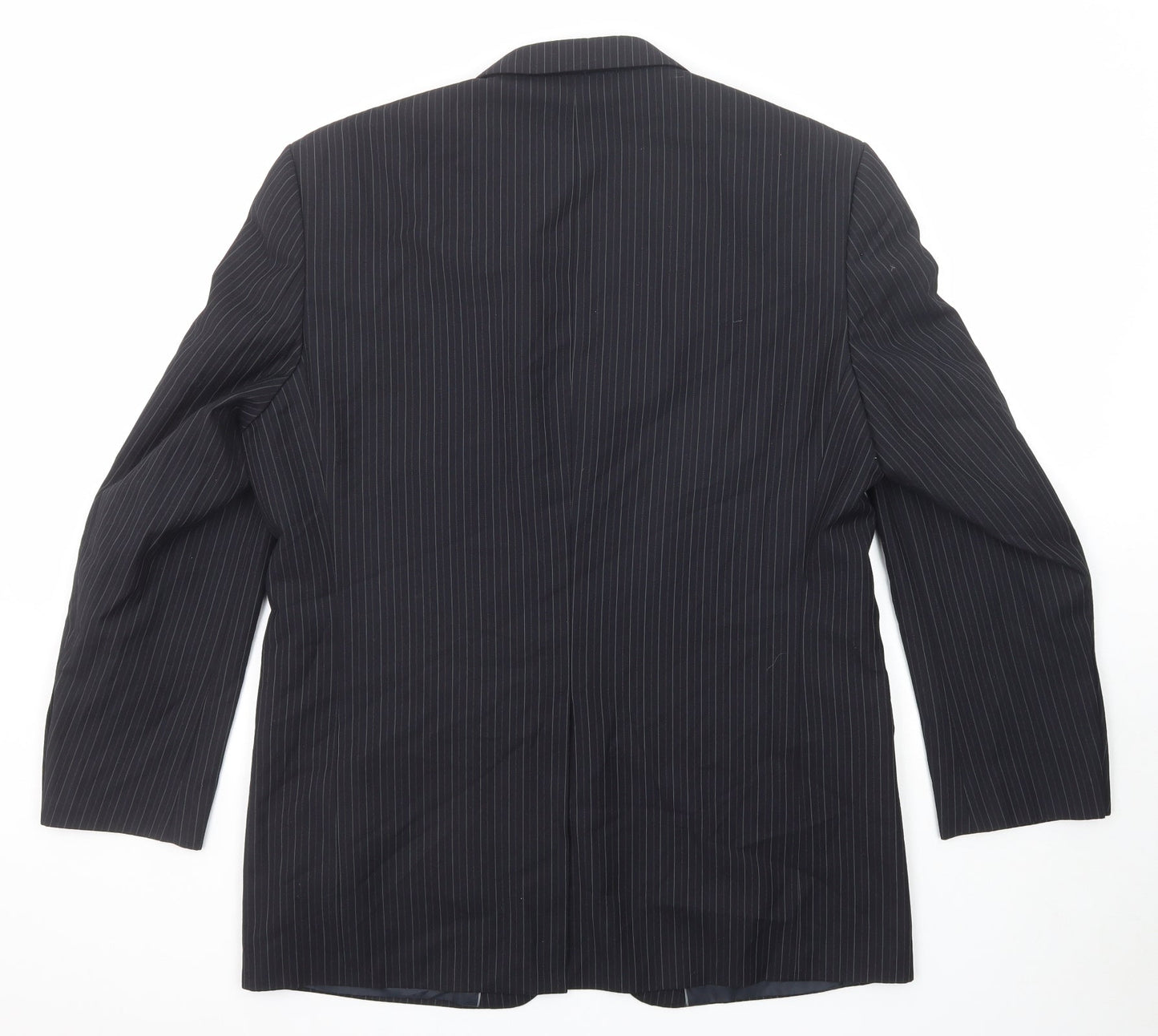 Marks and Spencer Mens Black Striped Polyester Jacket Suit Jacket Size 42 Regular