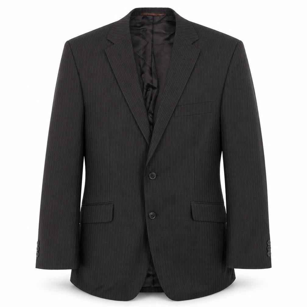 Burton Mens Brown Striped Polyester Jacket Suit Jacket Size 40 Regular