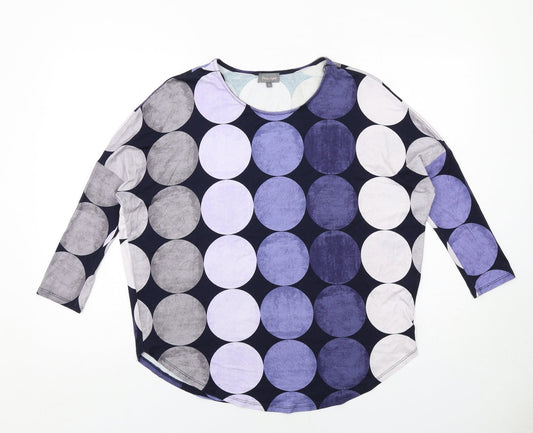 Phase Eight Womens Blue Polka Dot Viscose Basic Blouse Size 10 Round Neck