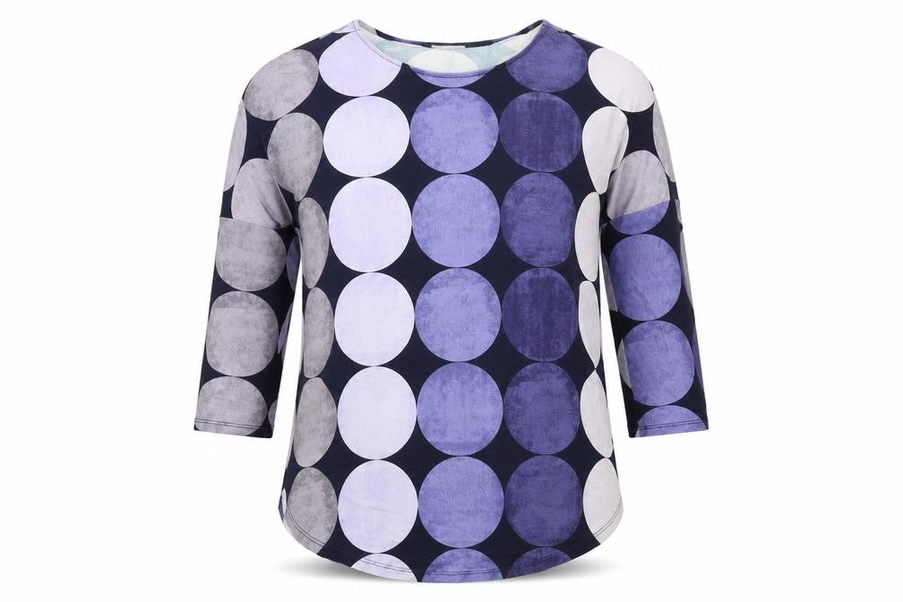 Phase Eight Womens Blue Polka Dot Viscose Basic Blouse Size 10 Round Neck