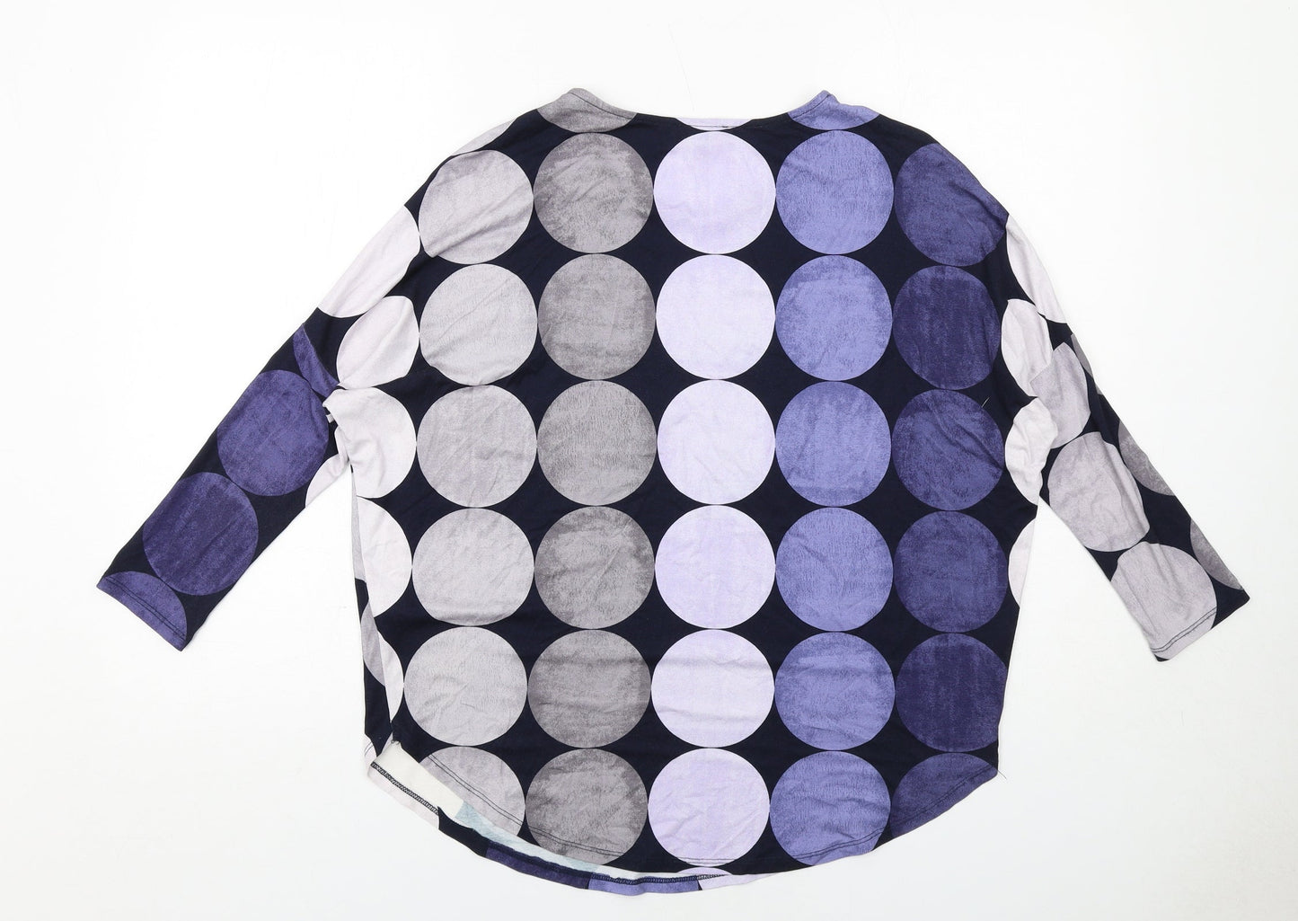 Phase Eight Womens Blue Polka Dot Viscose Basic Blouse Size 10 Round Neck