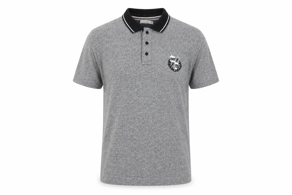 Onfire Mens Grey Cotton Polo Size M Collared Button