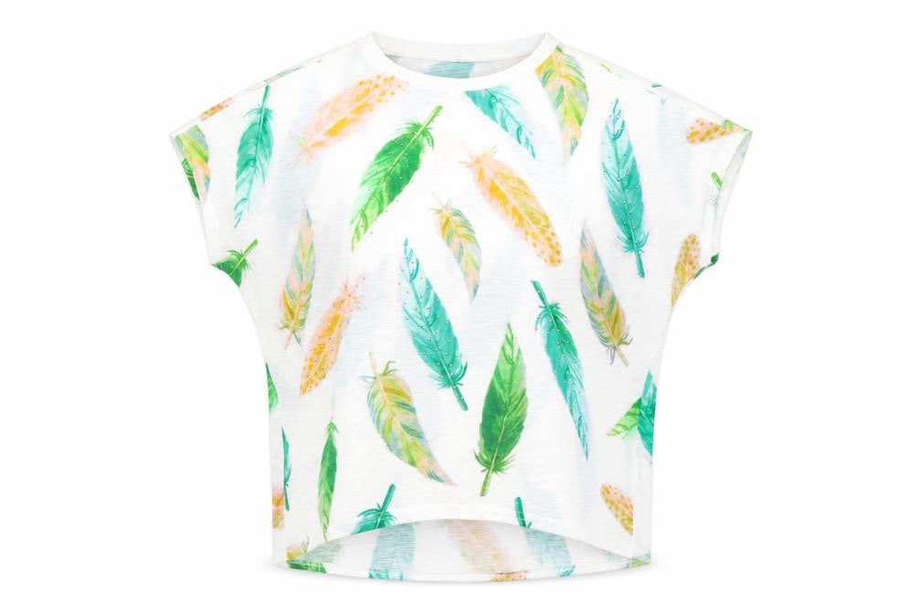 Paramour Womens Multicoloured Geometric Polyester Basic T-Shirt Size M Crew Neck - Leaf Print