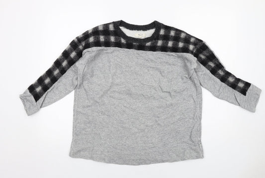 Madewell Womens Grey Check Cotton Full Zip Sweatshirt Size S Pullover