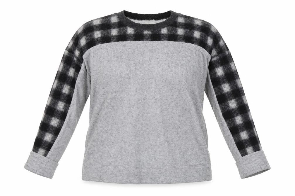 Madewell Womens Grey Check Cotton Full Zip Sweatshirt Size S Pullover