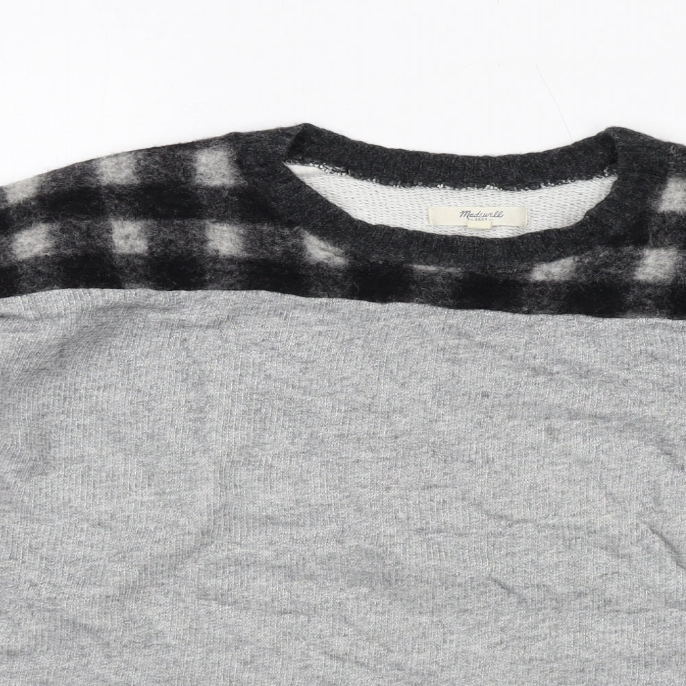 Madewell Womens Grey Check Cotton Full Zip Sweatshirt Size S Pullover