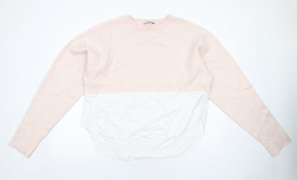 Zara Womens Pink Round Neck Viscose Pullover Jumper Size S
