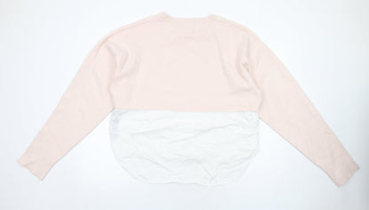 Zara Womens Pink Round Neck Viscose Pullover Jumper Size S
