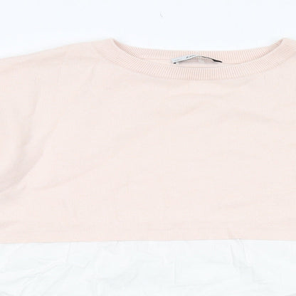 Zara Womens Pink Round Neck Viscose Pullover Jumper Size S
